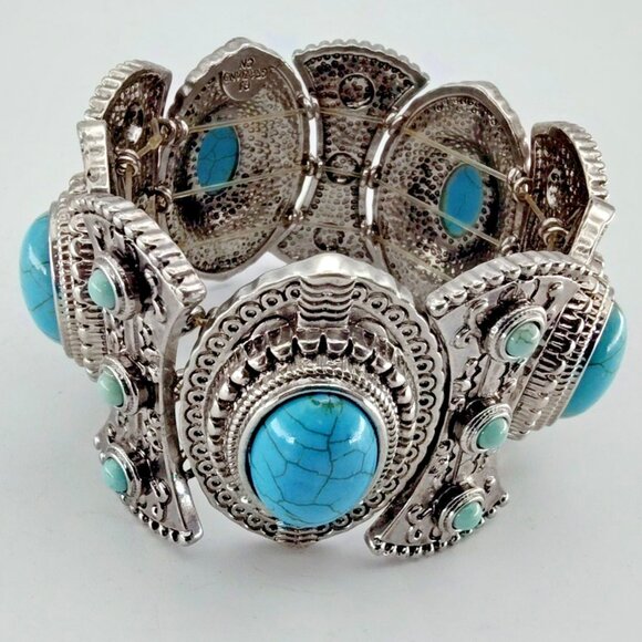 HSN R.J. Graziano "Best West" Simulated Turquoise Stretch Bracelet - Picture 1 of 8